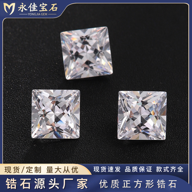 Yongjia Gemstone 5A Right-angle Square White Zircon bare Beads Nail Art Accessory DIY Loose Batch Shiny