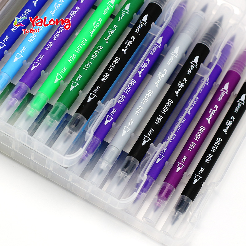 Yalong Cross-border Pen Tip Watercolor Pen 12/18/24 Color Brush Soft Pen Tip Round Rod Children's Painting Pen Art Set details Picture