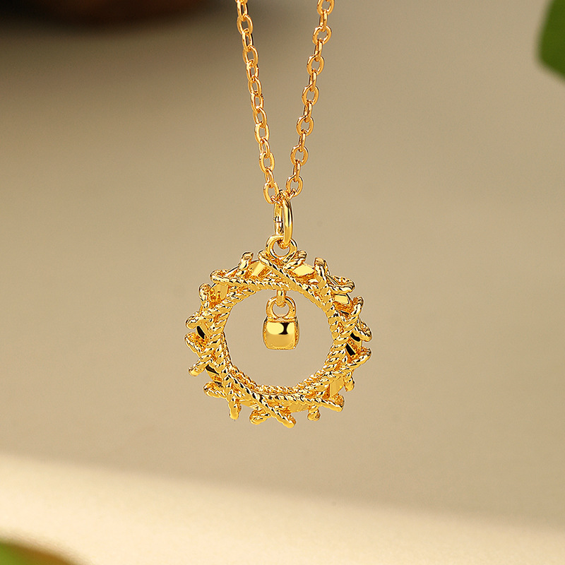 Fashion Dream Weaving Network Mobius pendant Sand Gold Necklace Set Chain Light Luxury Exquisite copper gold-plated jewelry wholesale Totem full figure