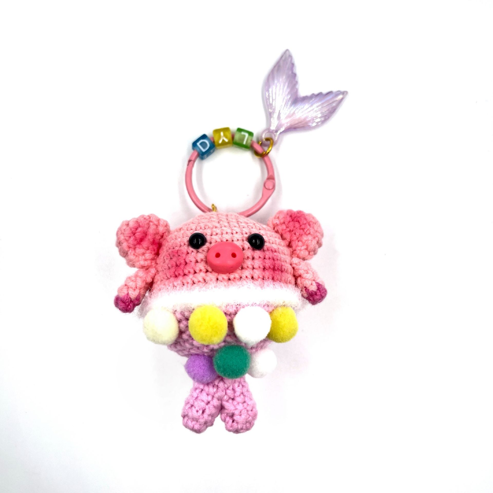 Finished product: Pure hand-woven wool thread small mushroom red umbrella pendant, creative hand-woven doll key pendant Specification image