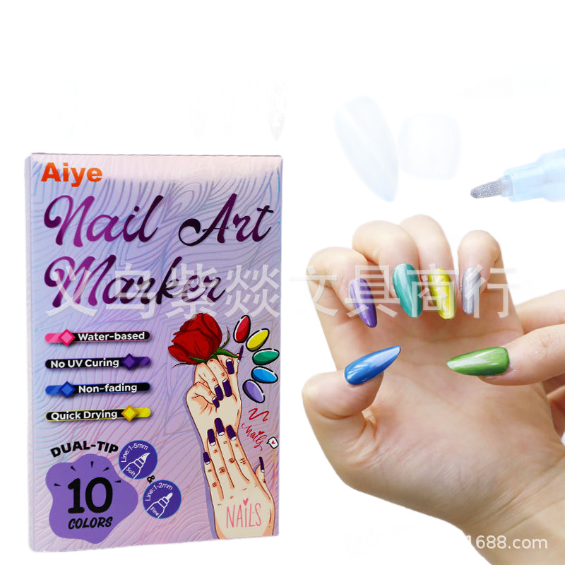 1502c Cross-border Nail Art and Drawing Pen Set: Colorful Hand-drawn nail pull Pen, Graffiti and Drawing Pen, Dot and Line Nail Art Pen Specification image