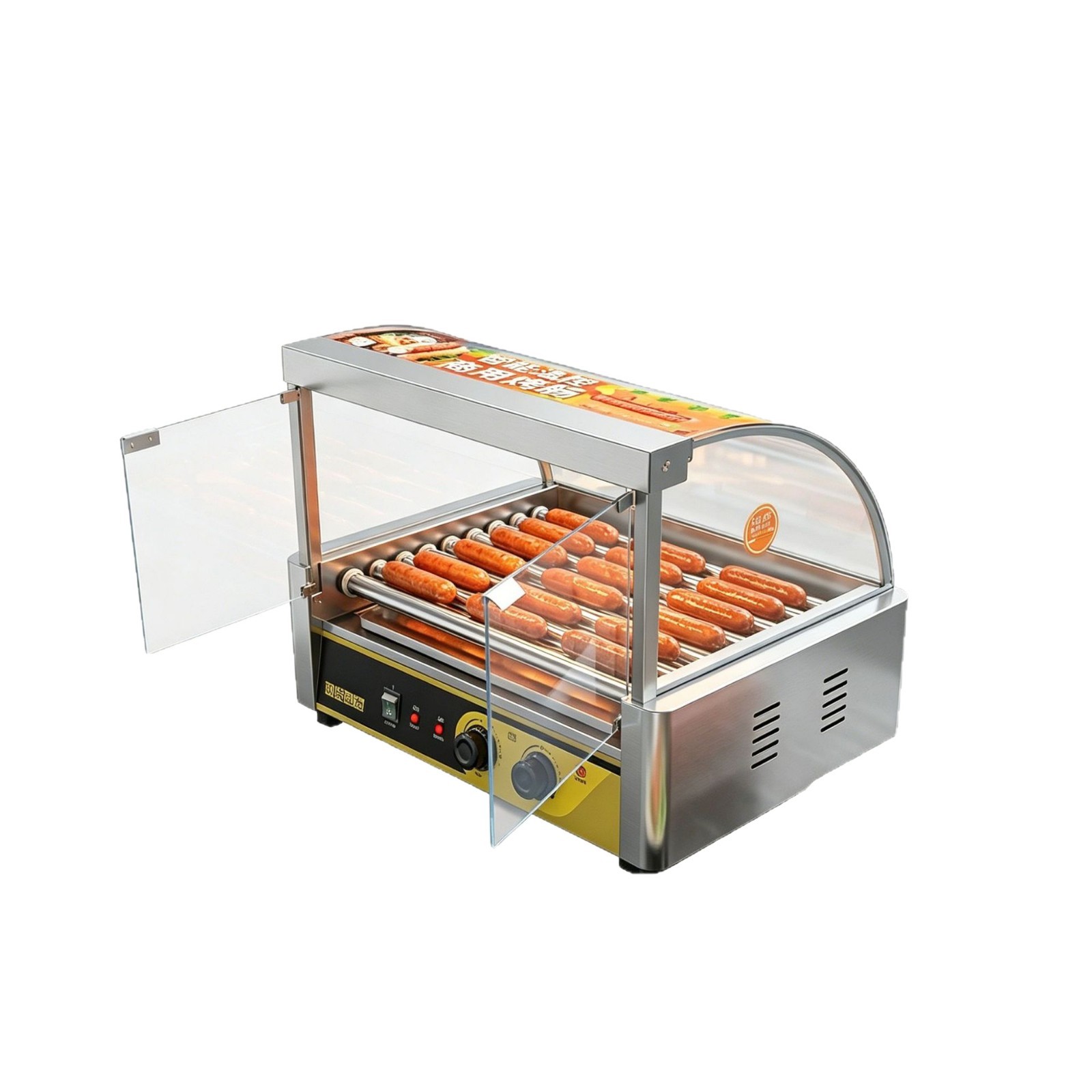 Wholesale of commercial fully automatic constant-temperature sausage roasting machines, small door-equipped convenience stores, and Taiwanese hot dog machines for night market stalls Item Picture