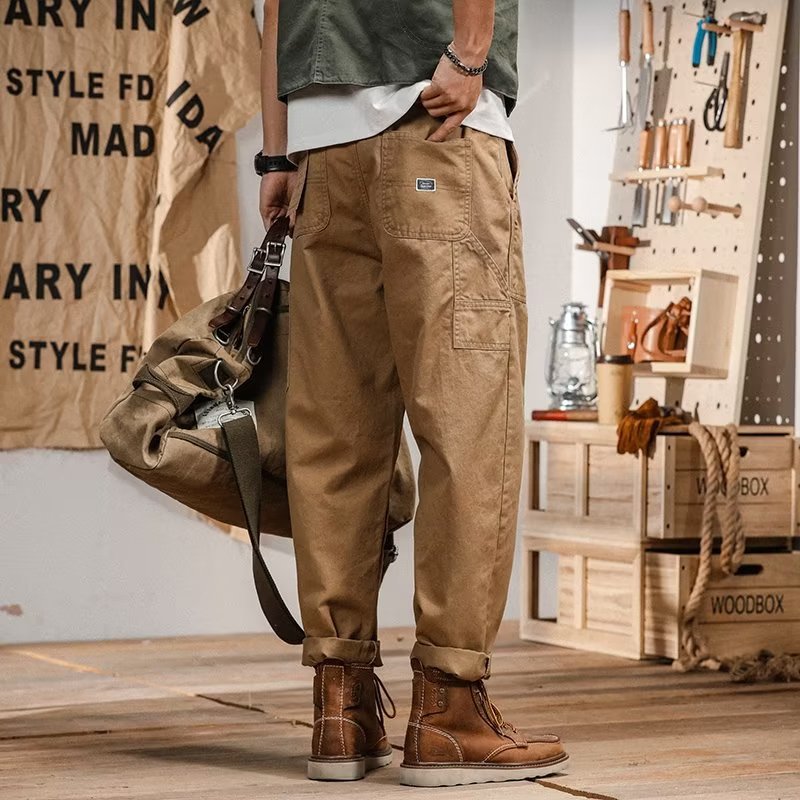 Cross-border consignment delivery of men's autumn new style American retro loose fashion trend straight-leg youth casual pants details Picture