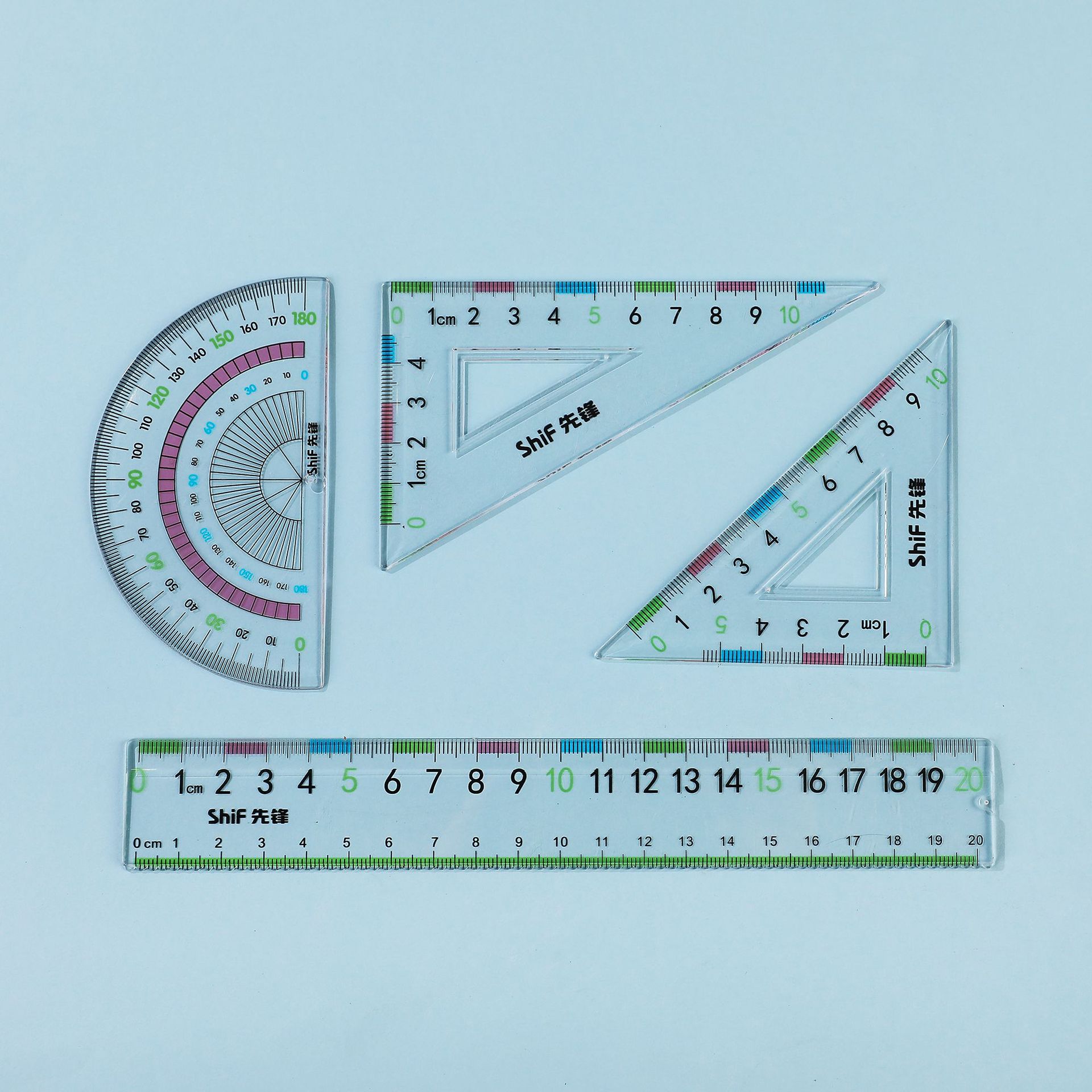 Pioneer 5829 Ruler Set for Primary School Students: Straight Ruler, Set Square, protractor, Children's Multi-functional drawing ruler set Application Scenario