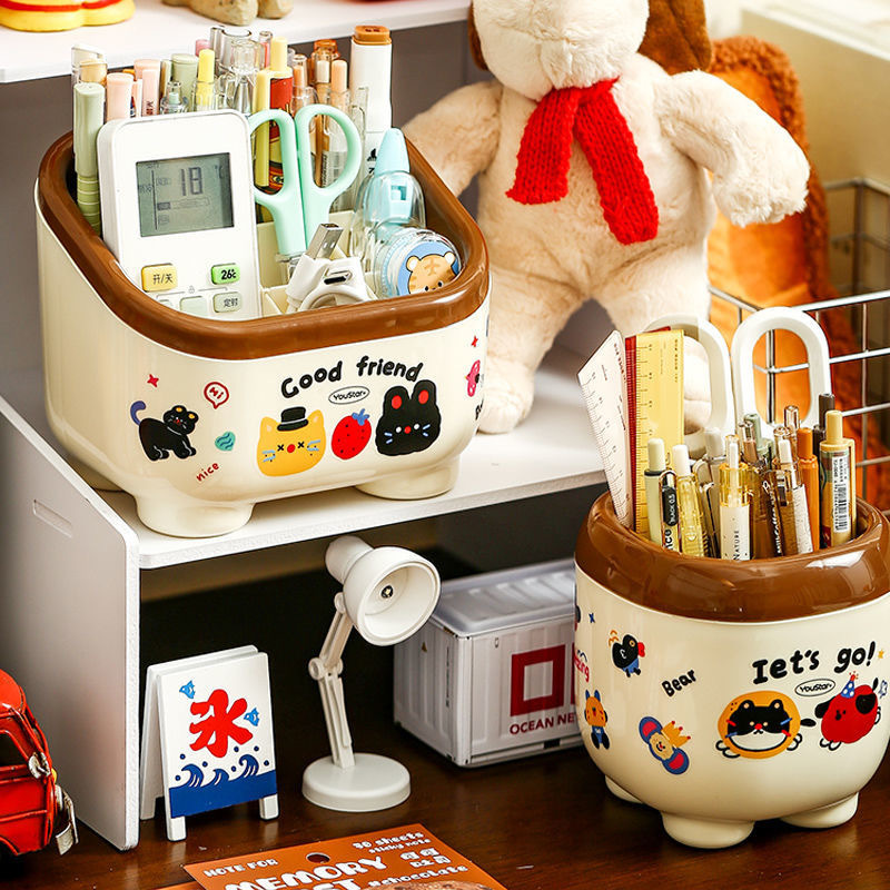 Cute desktop storage box, large-capacity student desktop organization, compartments, shelf, stationery pen holder, a must-have for the new term