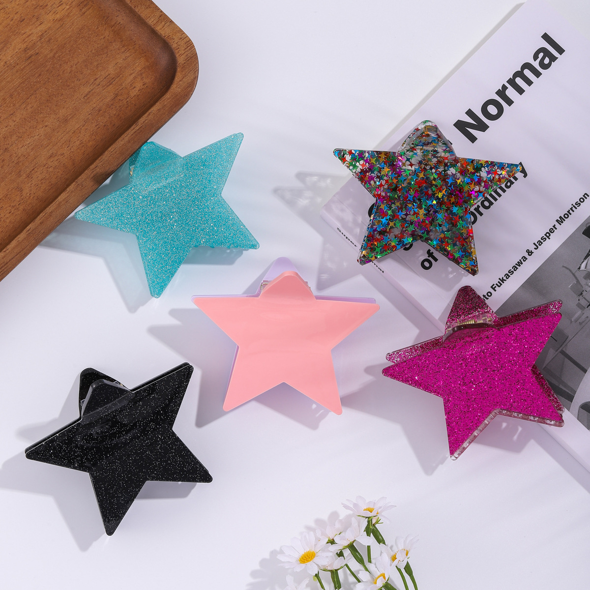 Fashionable and individual star hair grabber, hot girl sweet cool style grabber, large back head updo hair shark clip, versatile wholesale Specification image