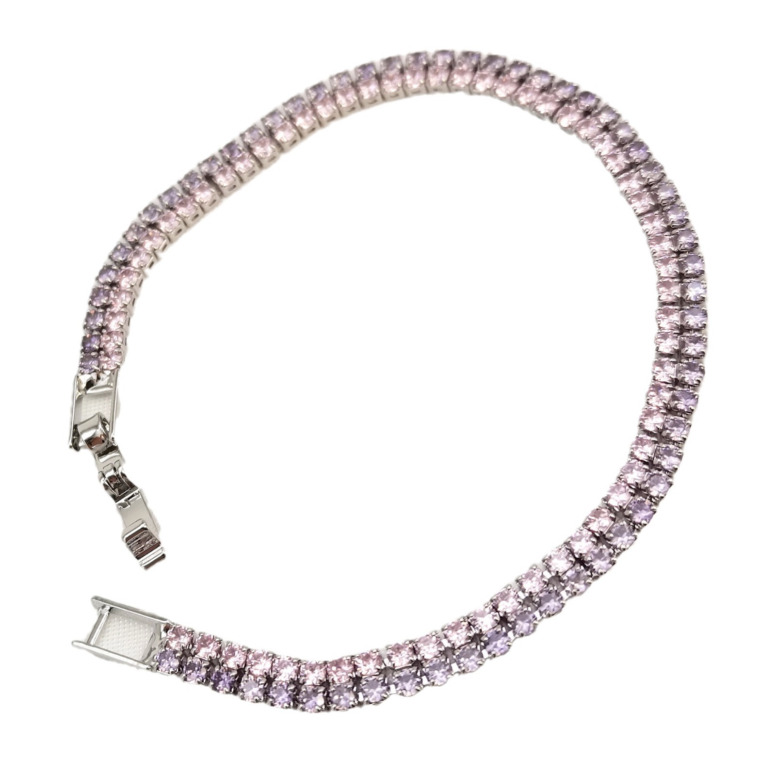 New water drop diamond Zircon bracelet, ins simple and fashionable ladies' pink and purple zircon claw bracelet, cross-border exclusive Item Picture