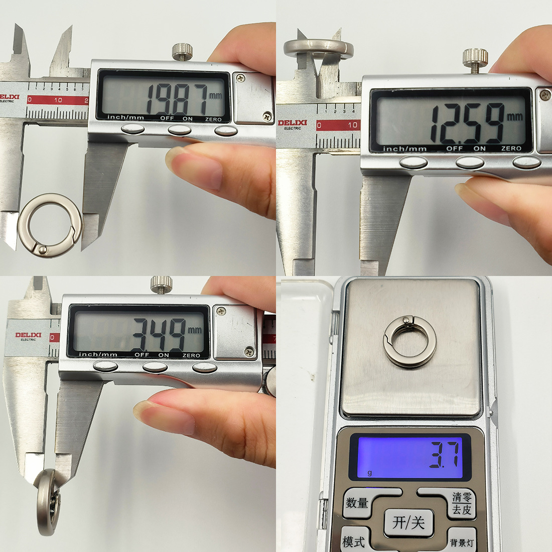 4-point flat thread pearl bag spring ring bag strap metal luggage DIY closed closure modification accessory handle ring spring buckle Specification drawing