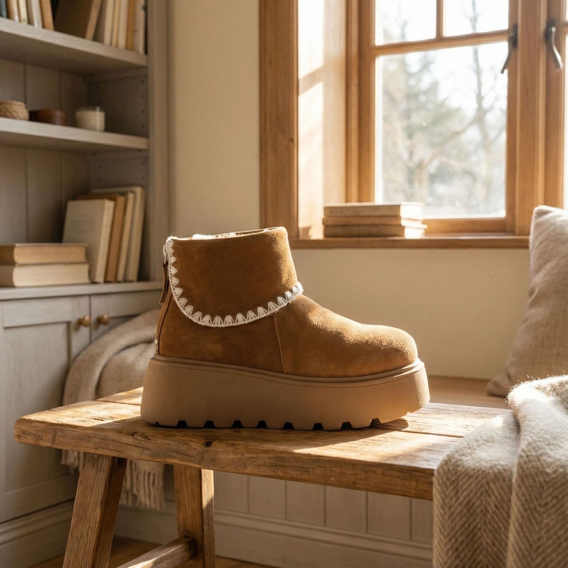 增高雪地靴子2025年秋冬新款时尚百搭加绒加厚底芒果头勃肯棉鞋