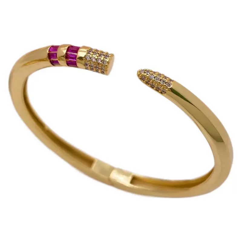 Amazon cross-border European and American new wristband, fashionable and elegant, light luxury and high-end, colorful zircon open bracelet Item Picture