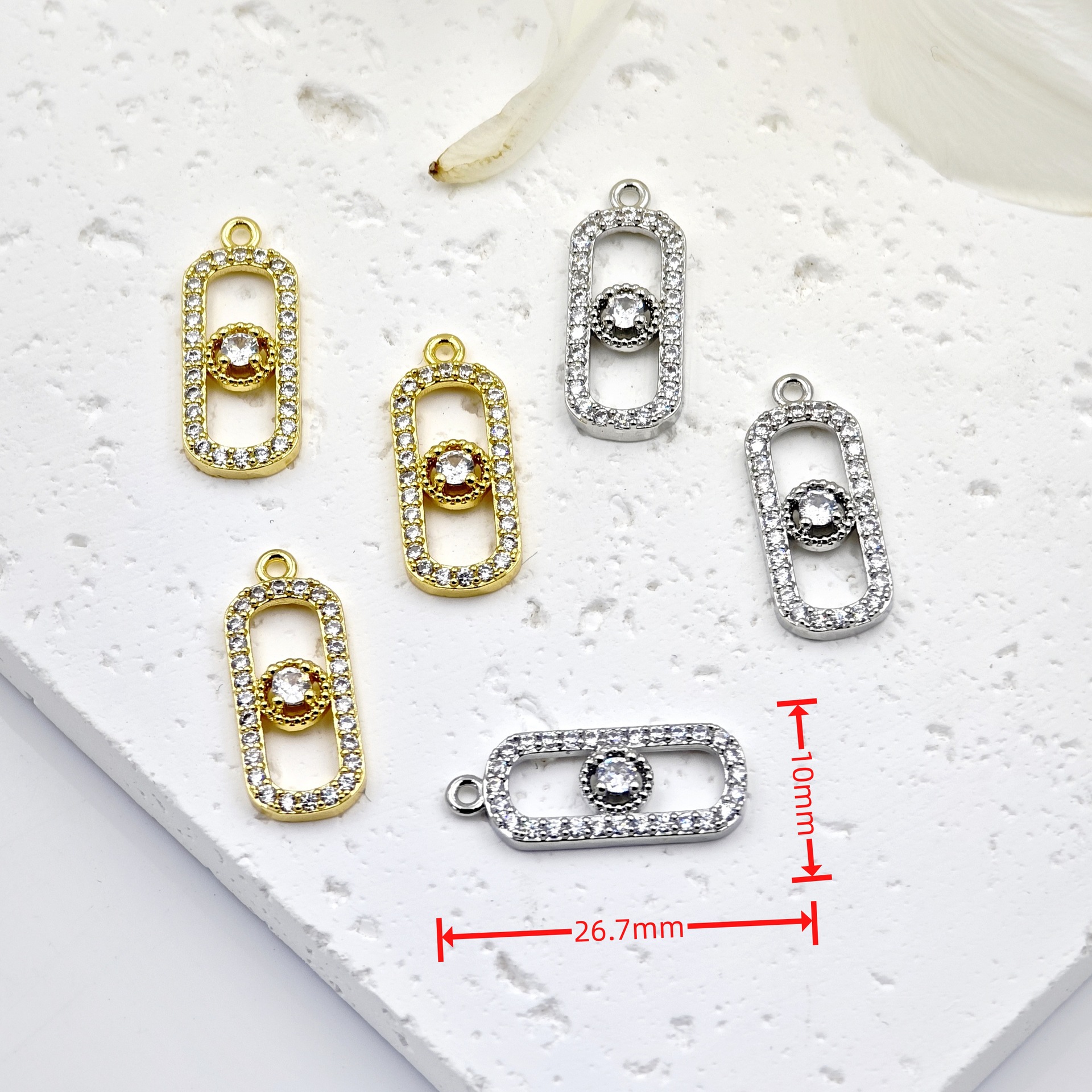 A high-end, internet-famous style, new trendy geometric circular needle necklace bracelet pendant with full diamonds Specification image