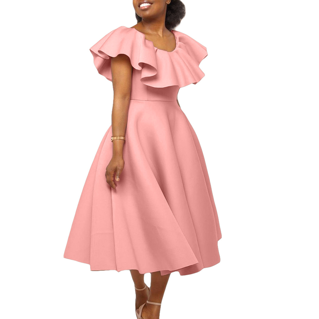 D367 European and American women's clothing independent Station Summer fashionable and elegant ruffled skirt large hem banquet dress Cross-border dress Item Picture