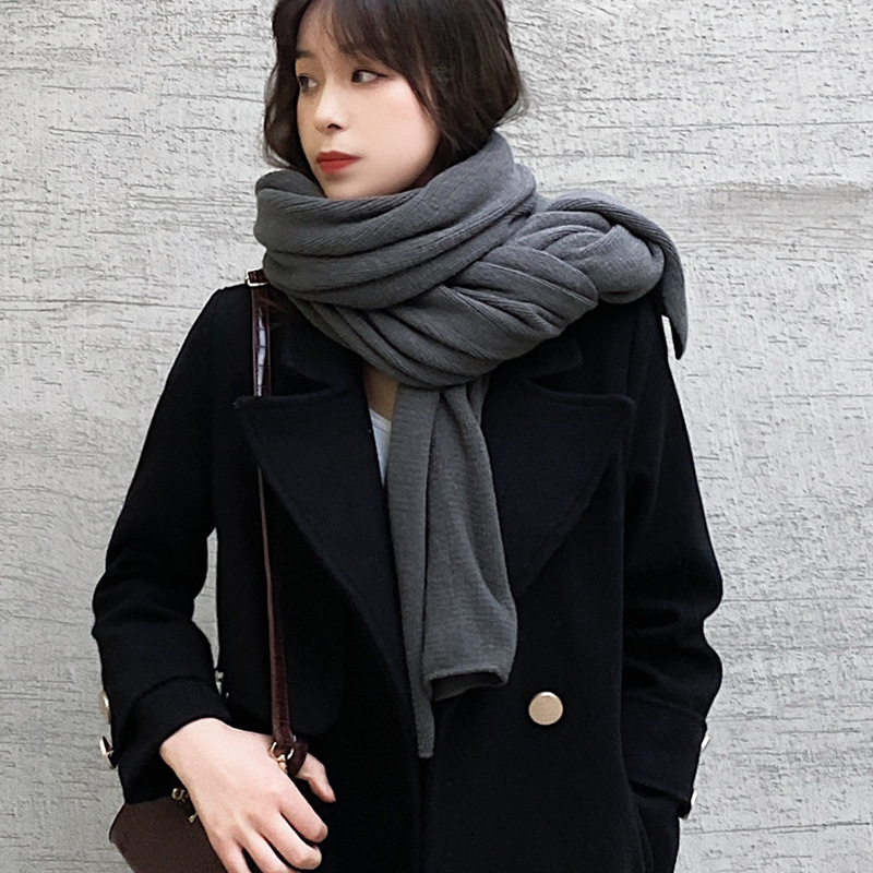 One-piece cross-border scarf delivery, women's winter warm solid color faux cashmere scarf, men's shawl winter scarf, wholesale from street stalls