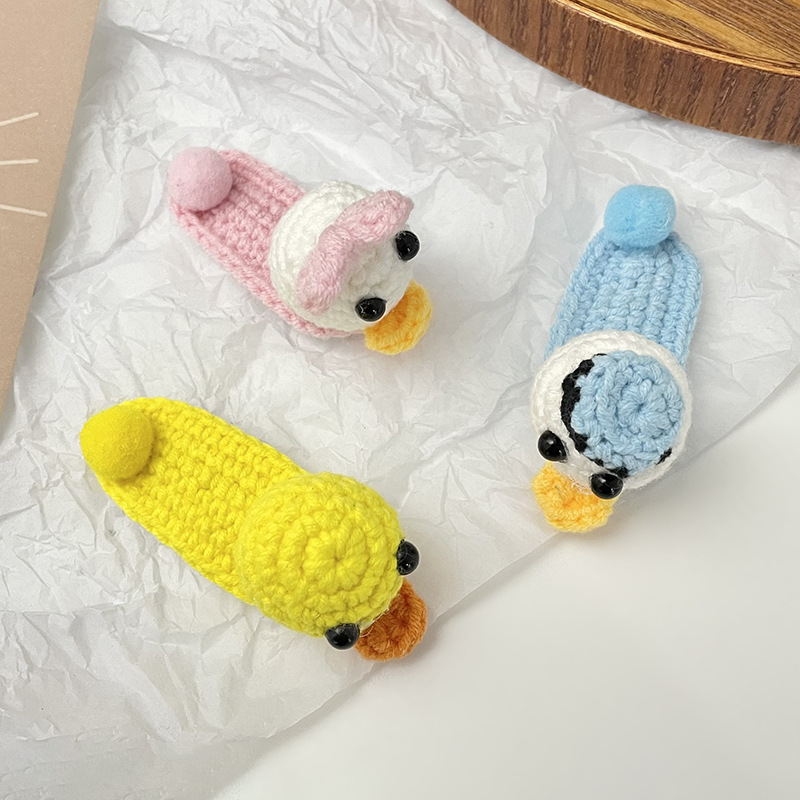 小黄鸭BB夹 儿童卡通碎发夹手工编织成品亲子发夹刘海夹子头饰