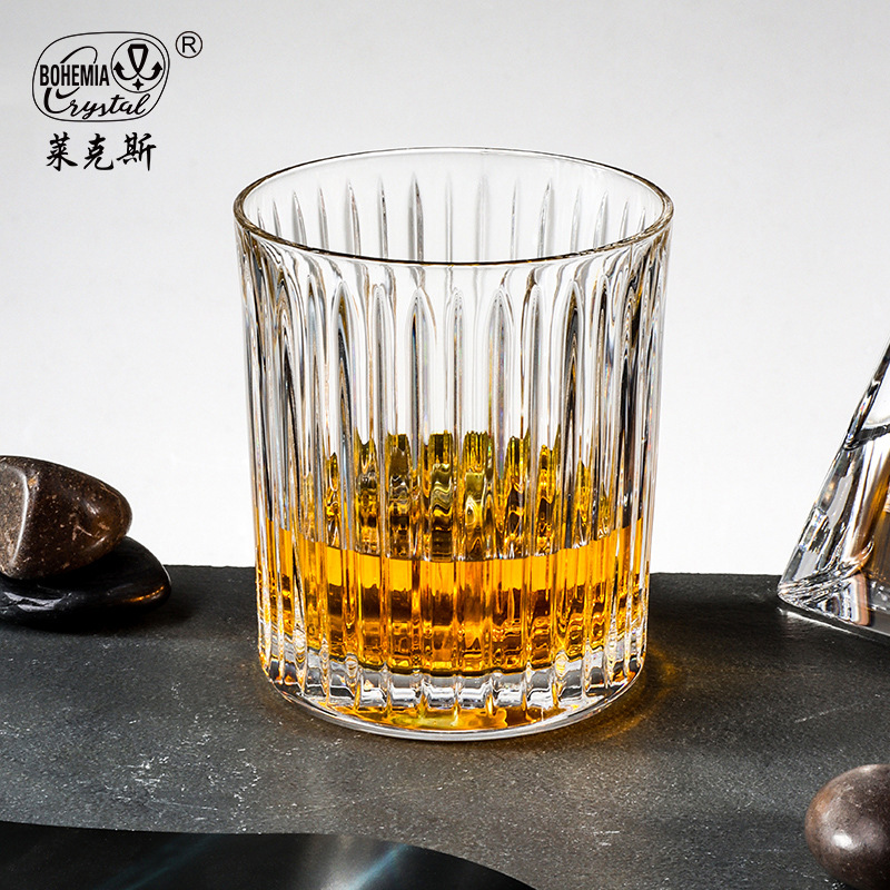 Lex Czech imported crystal pure hand-carved whisky glass, simple carved Western-style wine glass, straight classical glass details Picture