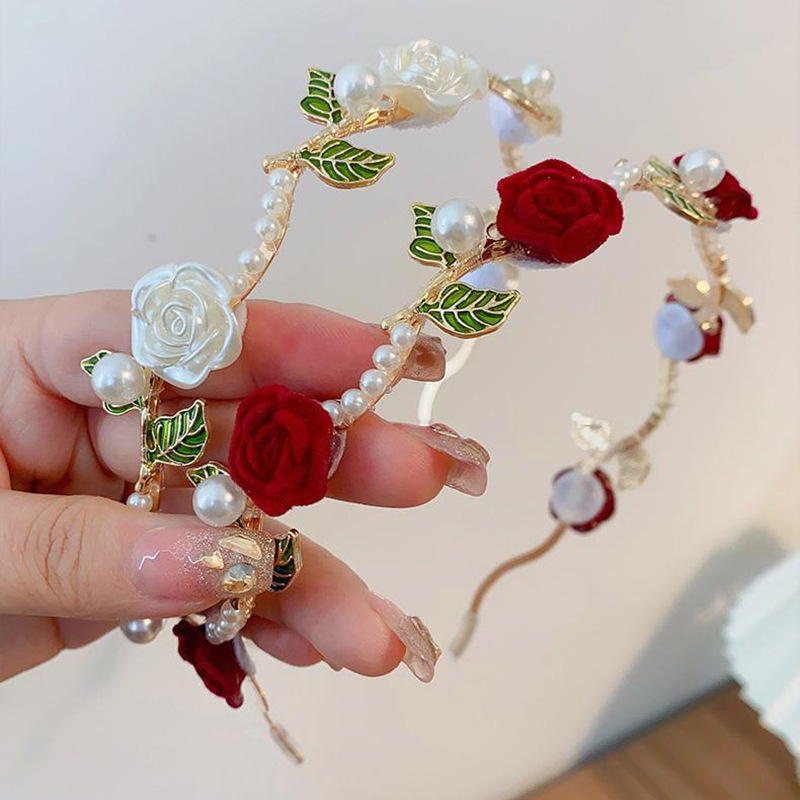 Pearl hair band, a new versatile, elegant, simple rose and high-end hair accessory headband for female Internet celebrities Specification image