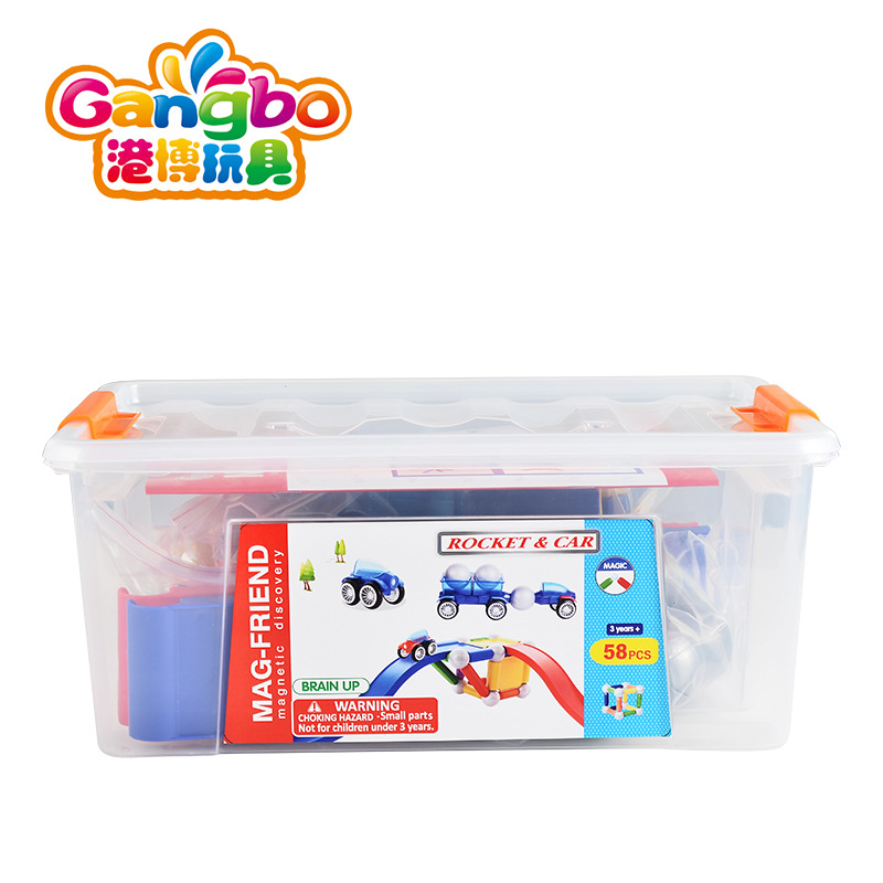 Wholesale 58pcs bucket magnetic cart magnetic rod set for children's educational assembly large magnetic building block toys Application Scenario