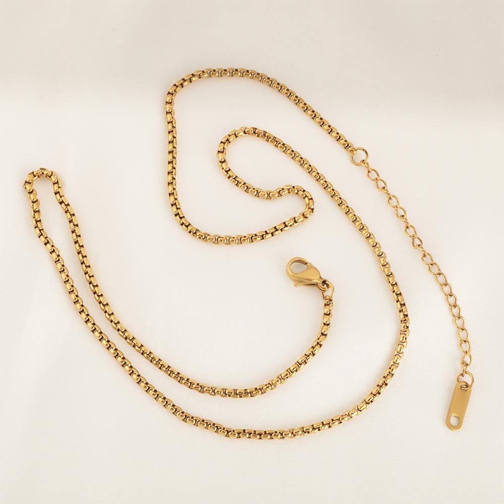 Cross-border new best-selling square pearl chain pendant, simple and versatile stainless steel DIY necklace details Picture