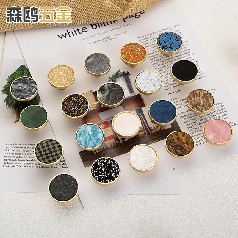 现代简约锌合金圆形单孔拉手 彩色柜门衣柜橱柜抽屉柜门把手