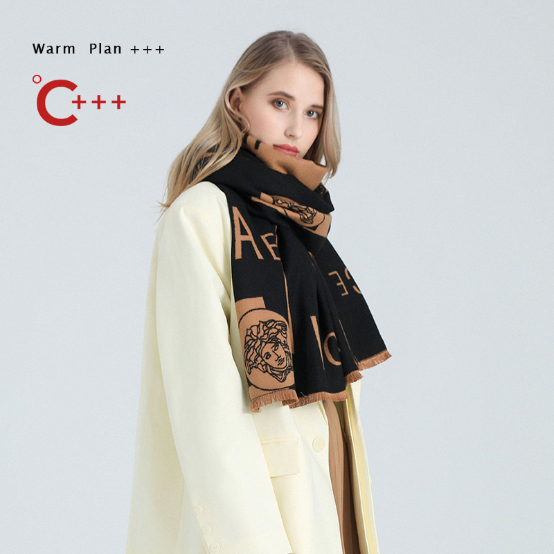 One-piece consignment for women's winter faux cashmere autumn and winter Korean version winter warm check foreign trade new cute jacquard shawl and scarf wholesale for women's street stalls Specification image