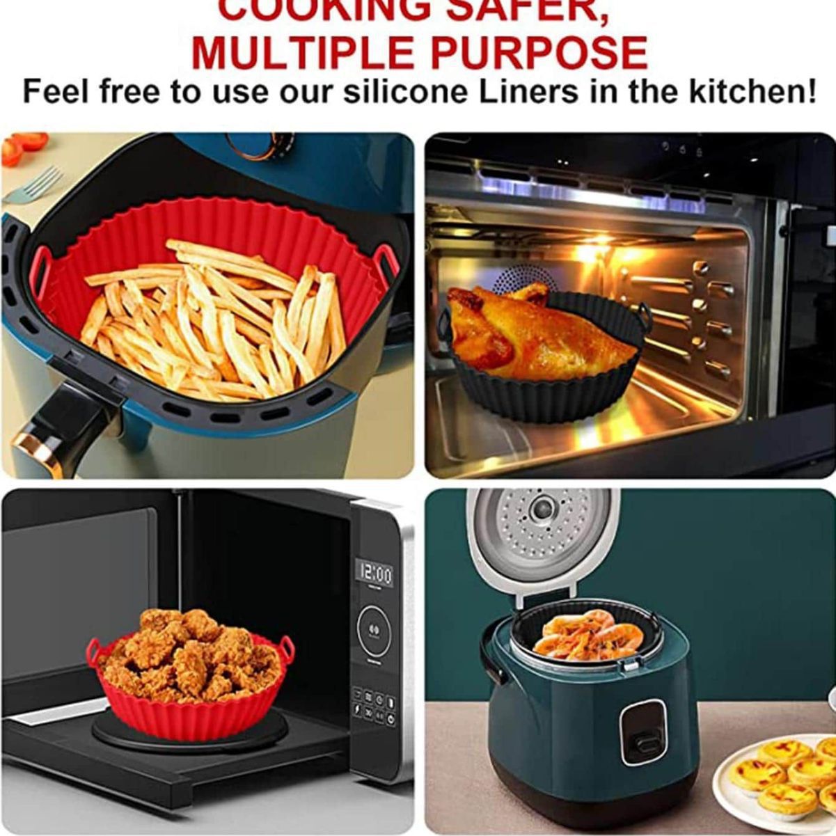 Air fryer, silicone baking tray, all-purpose oven baking tray, food-grade silicone barbecue tray, cake mold, baking mold details Picture