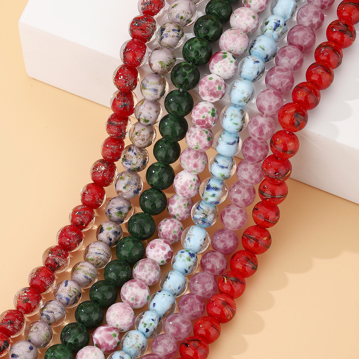 10mm glazed glass beads DIY beaded bracelet and necklace material wholesale trendy retro handcrafted jewelry accessories