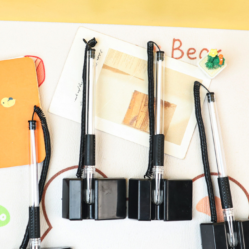 Creative and powerful drawstring pen, special signature pen for hotel and bank counters, can be pasted on the desk pen, black water-based pen Specification drawing