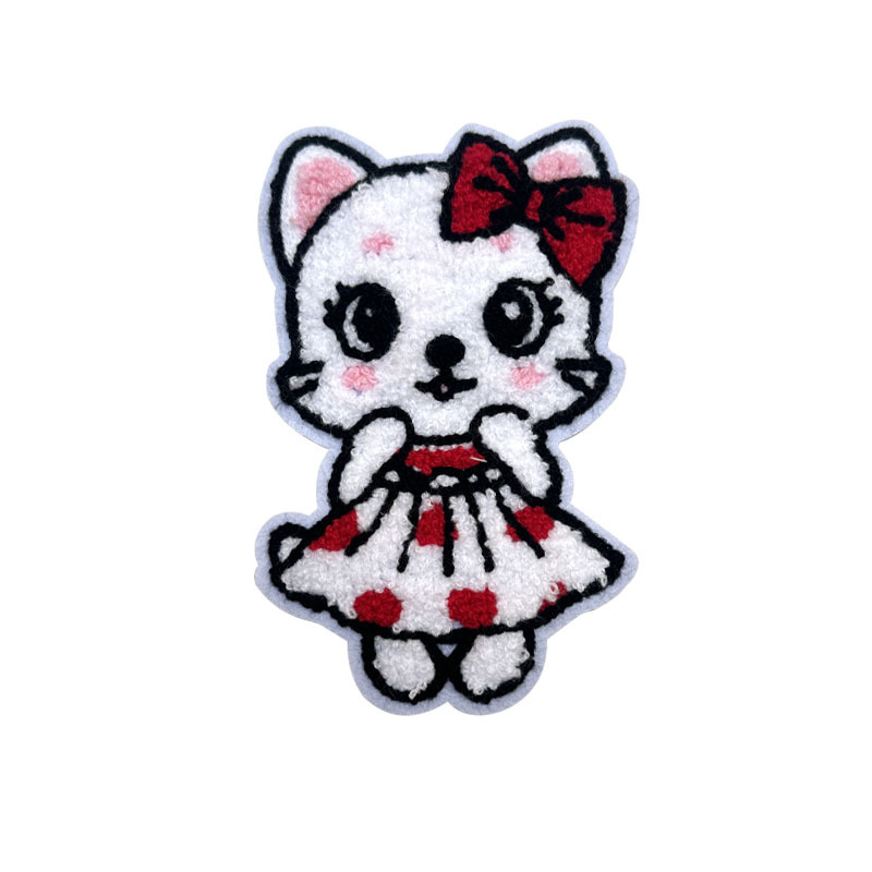 卡通图案时尚毛巾绣猫咪小狗恐龙小鹿布贴儿童衣服辅料补丁绣花贴细节图