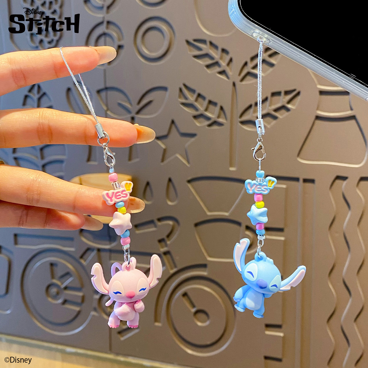 Official Stitch Little Nose Ga couple keychains, cute and exquisite female mobile phone chain figurines, key chains, bags and pendants Specification image