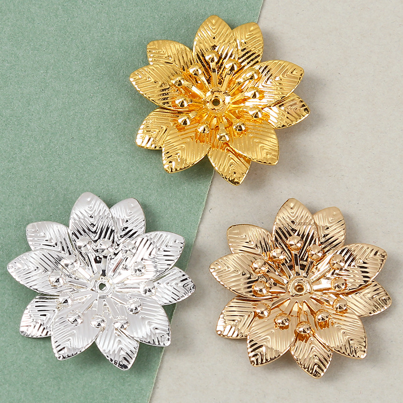 29mm三层立体金属莲花片配件古风婚庆头饰汉服发饰diy材料批发