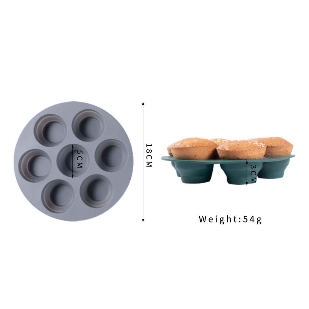 Hot-selling foldable cake mold, food-grade silicone air fryer accessory, seven-hole extendable baking mold Item Picture