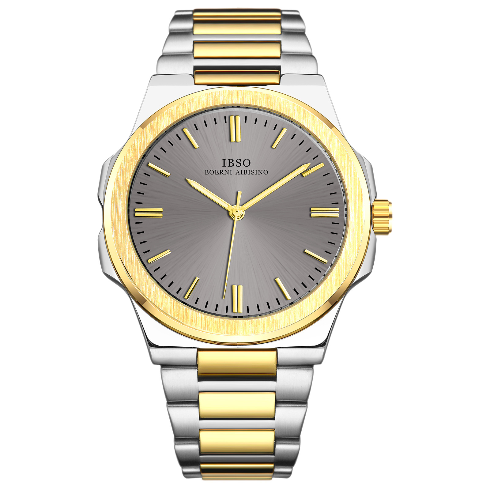 IBSO男士石英表時(shí)尚金屬表帶簡(jiǎn)約商務(wù)男表跨境爆款腕表白底實(shí)物圖