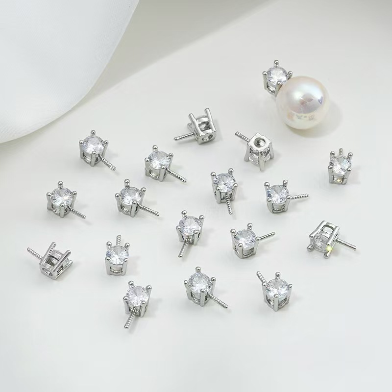 DIY hand-stuck pearl jewelry accessory decoration, 18K gold-plated Princess Diana single zirconium bead needle empty tray bead separator pendant details Picture