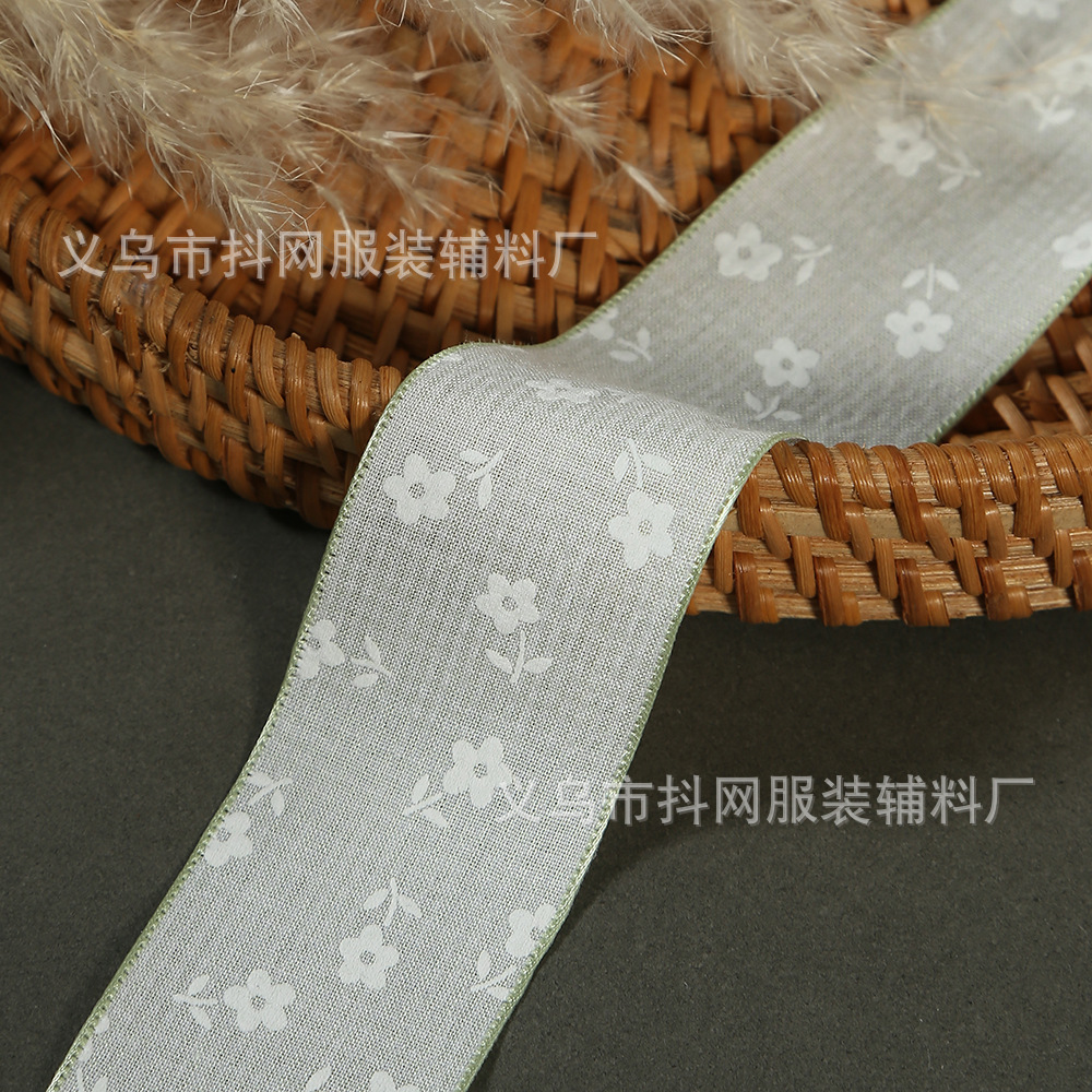 3.8cm double-sided printed tulip handmade DIY bow hair accessory shoes and hats flower gift box packaging strap Application Scenario