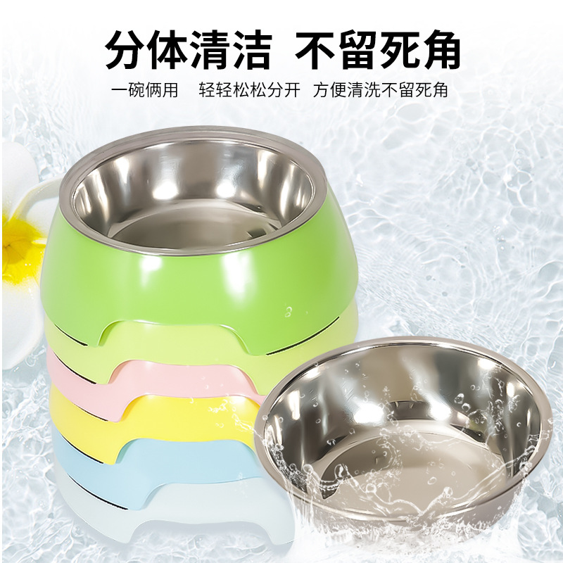 Stainless steel cat and dog bowls, ceramic-like melamine pet bowls, kitten and dog food bowls, double-layer single bowls, anti-tipping drinking bowls Application Scenario