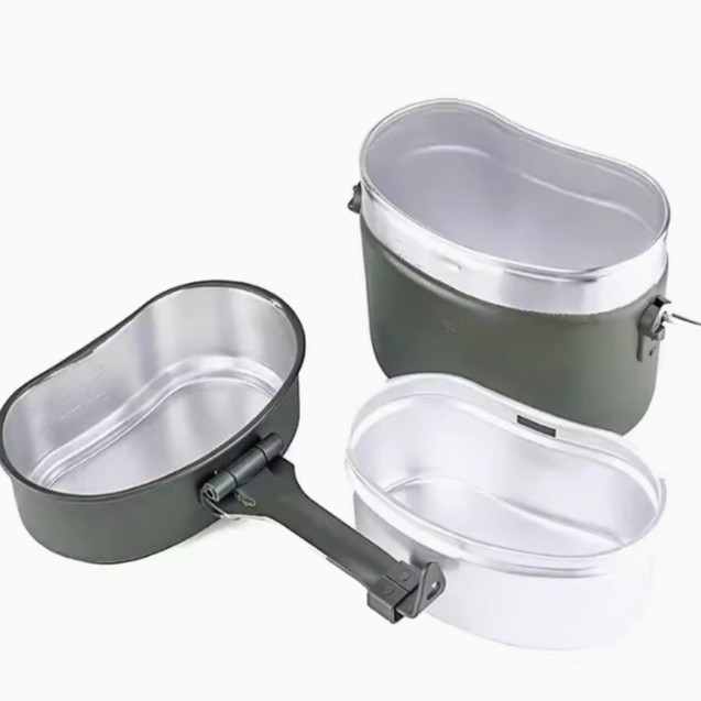 GKR folding aluminum German-style individual soldier lunch box, outdoor camping portable cookware, 79-style multi-functional hanging pot for the wild Item Picture