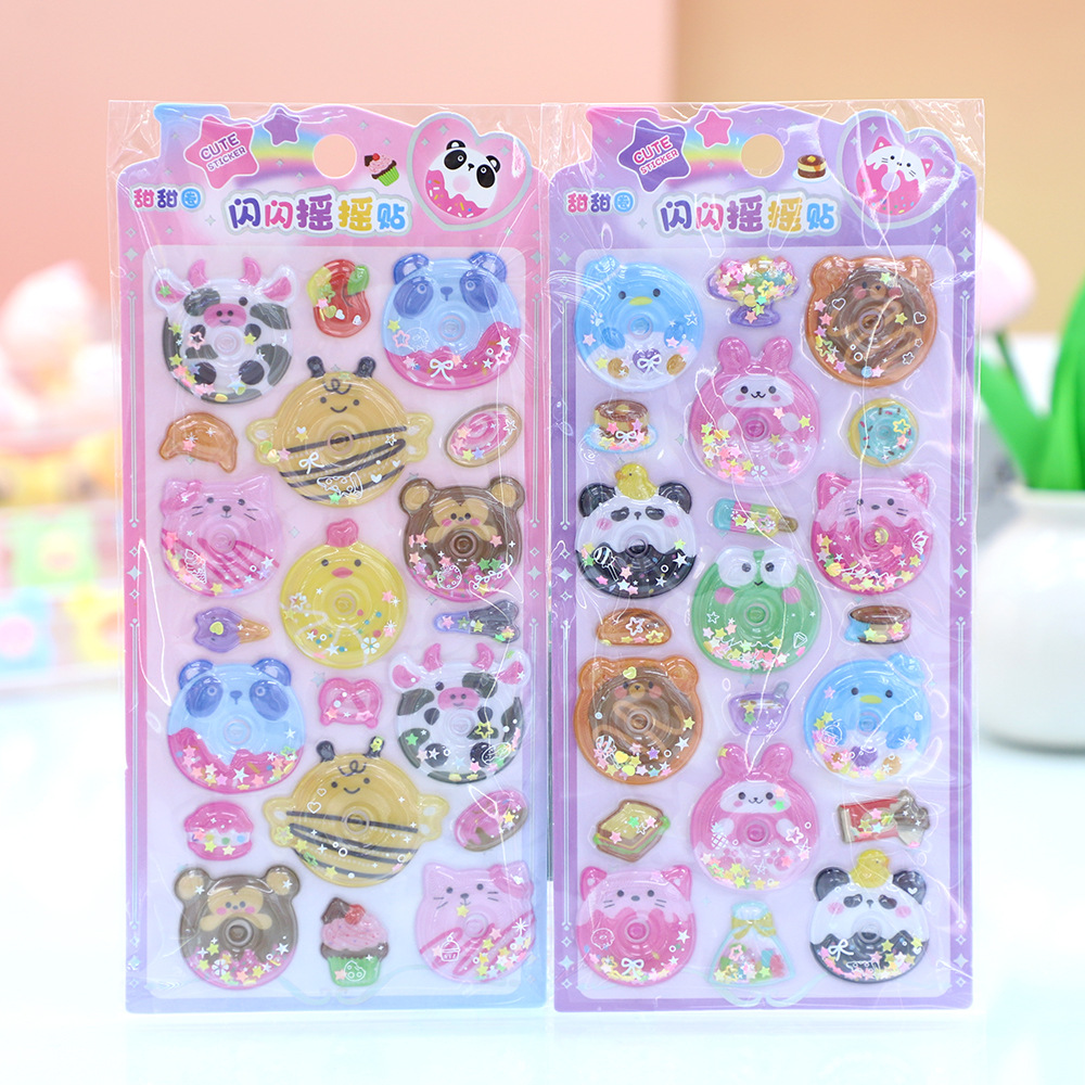 Sparkling Doughnut Shake Fun Stickers 3D Relief Fun Stickers Children's DIY Handmade Decorative Stickers Manufacturer wholesale details Picture