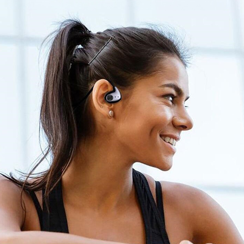 AI voice translation headphones, true bone conduction sports Bluetooth headphones, no sound leakage, no in-ear sound, rear wrap wireless noise cancellation