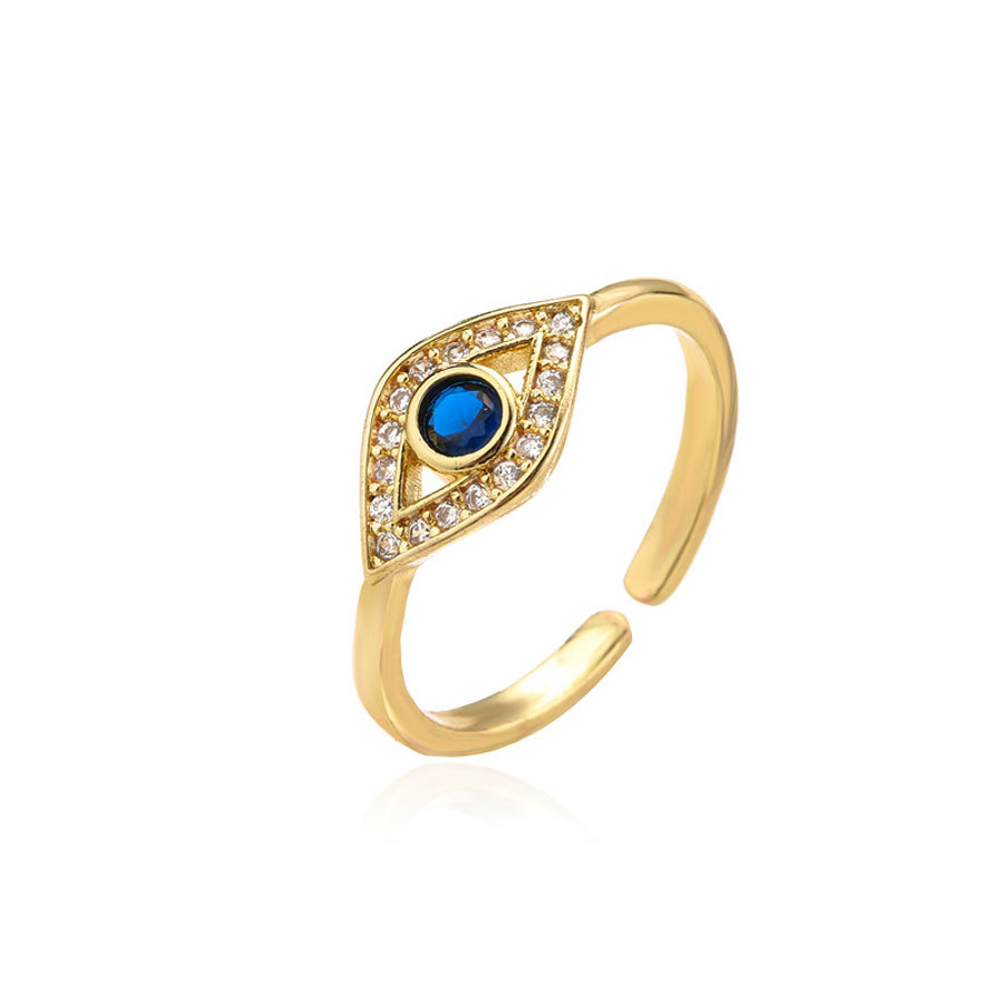 European and American fashionable colored oil-dripping zircon ring, simple and cute, fashionable eye opening ring, women's ring details Picture