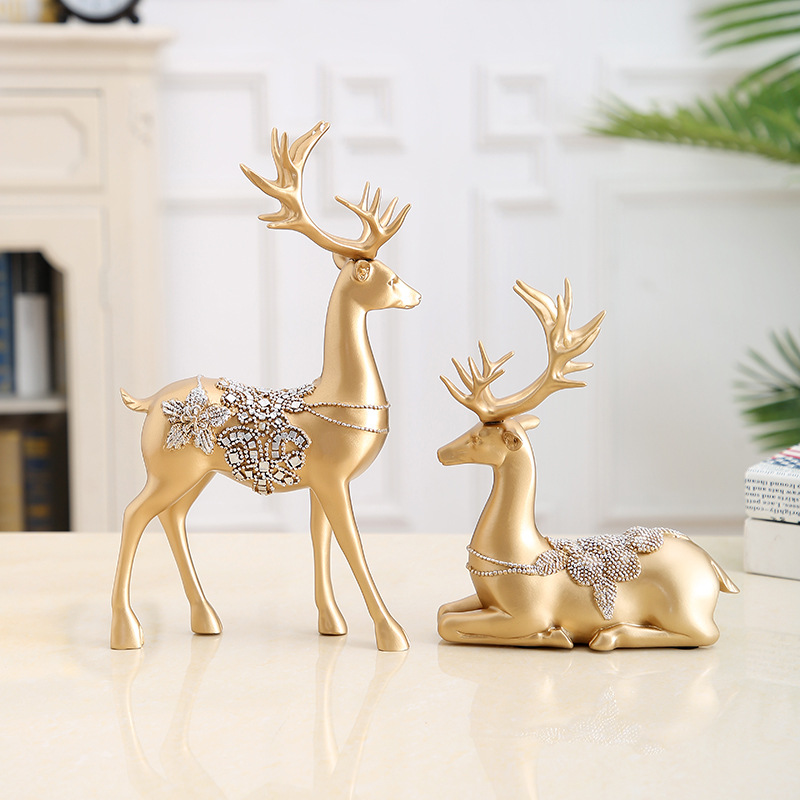 树脂工艺品家居饰品欧式摆件创意礼品情侣结婚礼物酒柜装饰客厅鹿细节图