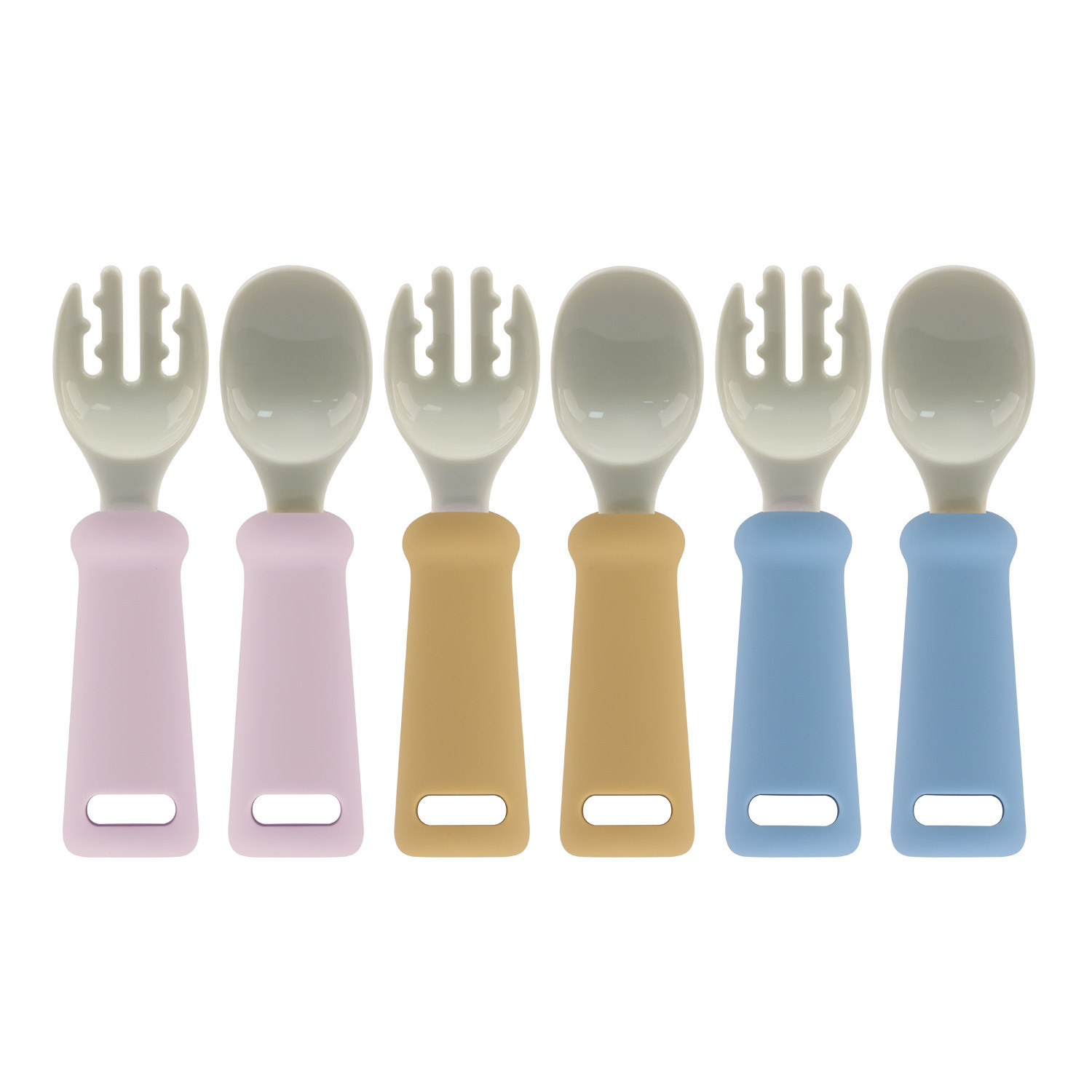 Children's silicone spoon, food-grade fork set for one-and-a-half-year-old kids to learn independently, Amazon cross-border complementary food tableware Item Picture