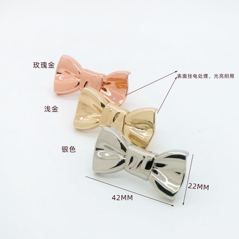 Zinc alloy bow decorative marks, bags, leather goods, hardware accessories, bow signs, wholesale in stock Specification drawing