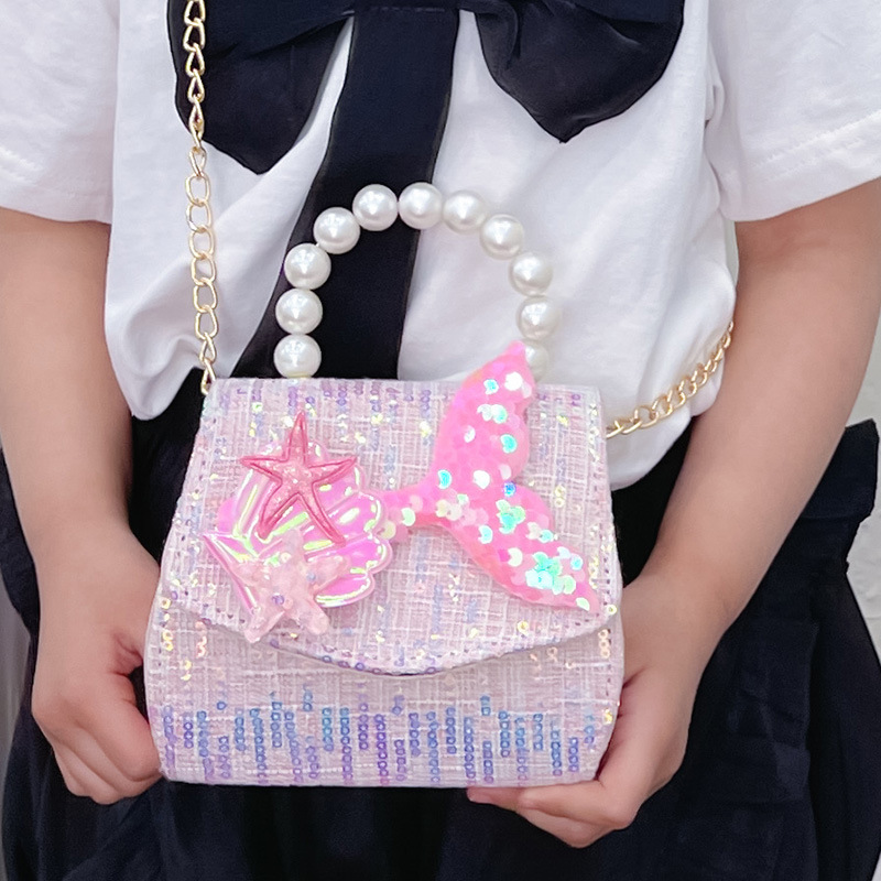 Pearl handbags, children's bags, little girls, princesses, girls' crossbody bags, fashionable cartoon, trendy and cute chain accessories details Picture