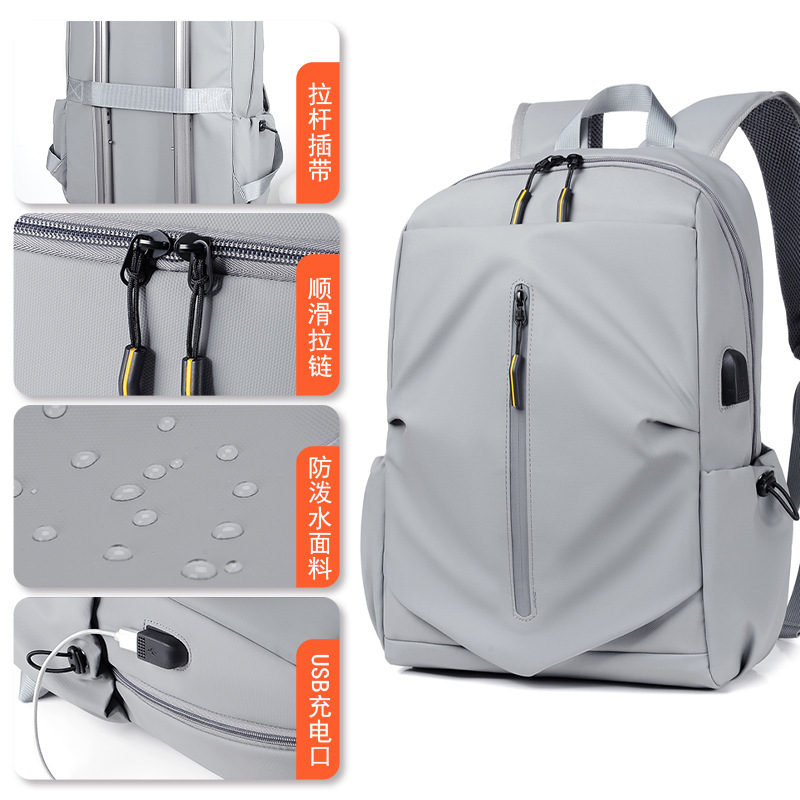 Cross-border casual backpack, men's business commuting computer backpack, trendy travel student backpack logo details Picture