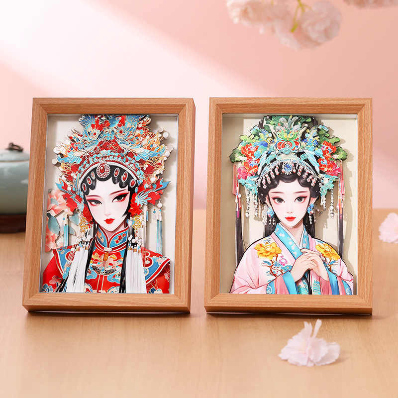 纸想造物国潮京剧花旦3d立体相框画手工diy拼图摆件文创礼品批发细节图