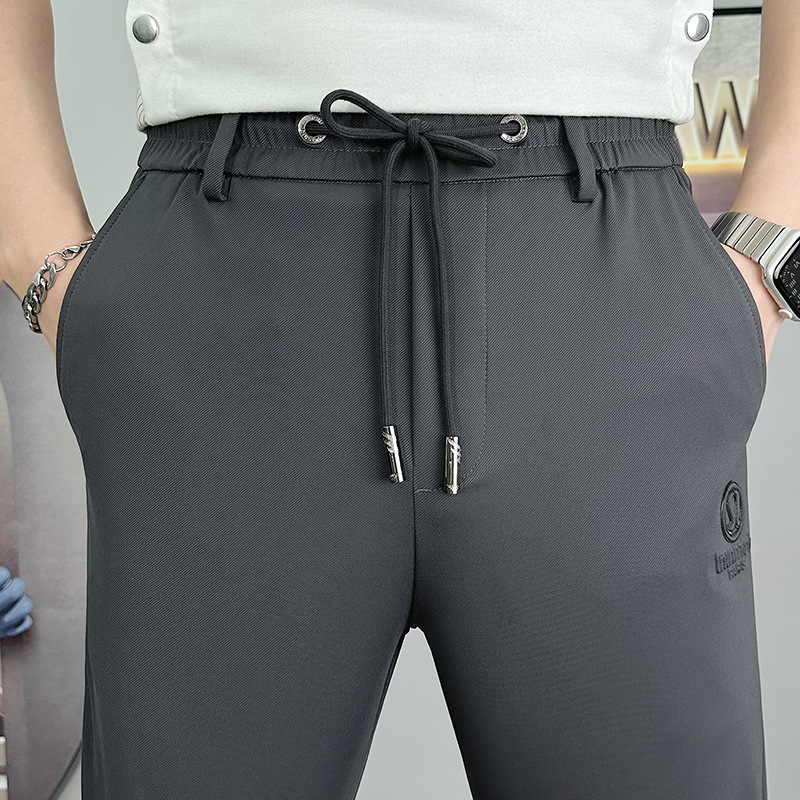 Ice Silk drape Men's 2025 New Summer thin and versatile youth sportswear breathable casual long pants details Picture
