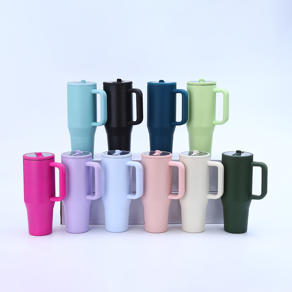 Cross border 40oz handle car cup 304 acero inoxidable pajita copa térmica de gran capacidad de retención de hielo hielo bulba tazas al por mayor