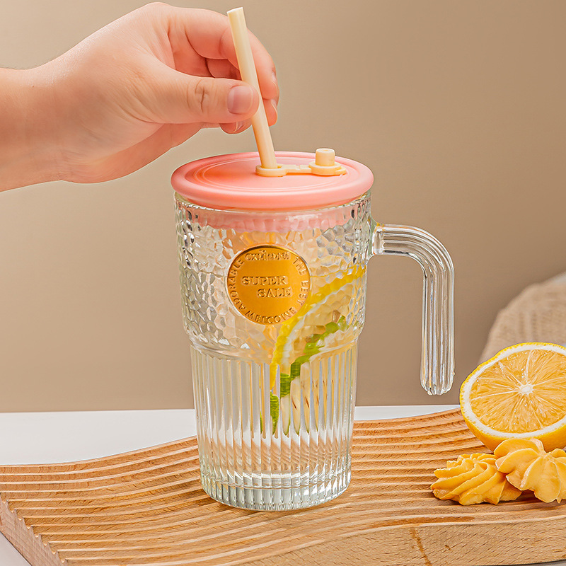 Glass cup with tea bin, high school girls' appearance level, tea-water separation, fruit tea cup, tea brewing cup, office large-capacity straw cup Specification image