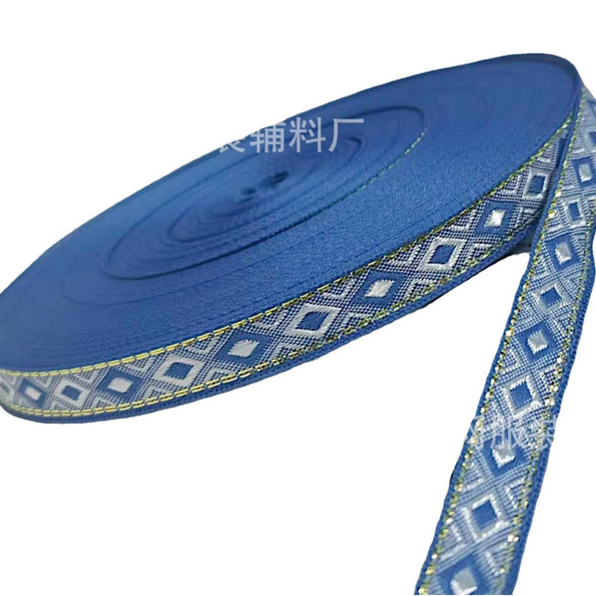 1.2cm Ancient-style diamond-shaped gold edge eight-treasure ribbon hair accessory diy, ethnic style woven ribbon Hanfu clothing accessories wholesale brocade Item Picture