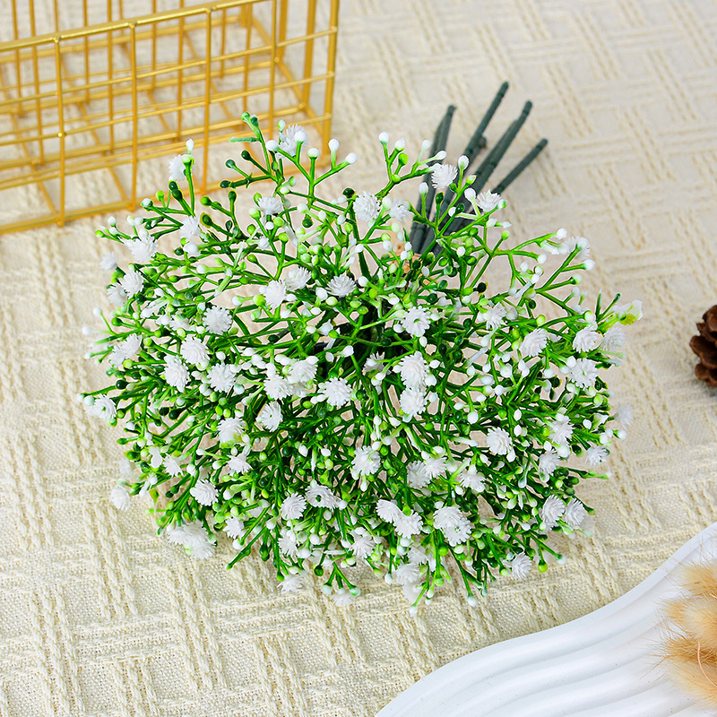 Artificial baby's breath flowers, artificial baby's breath flower handles, hand-held dried flowers, wedding finished products, decorative artificial flowers details Picture